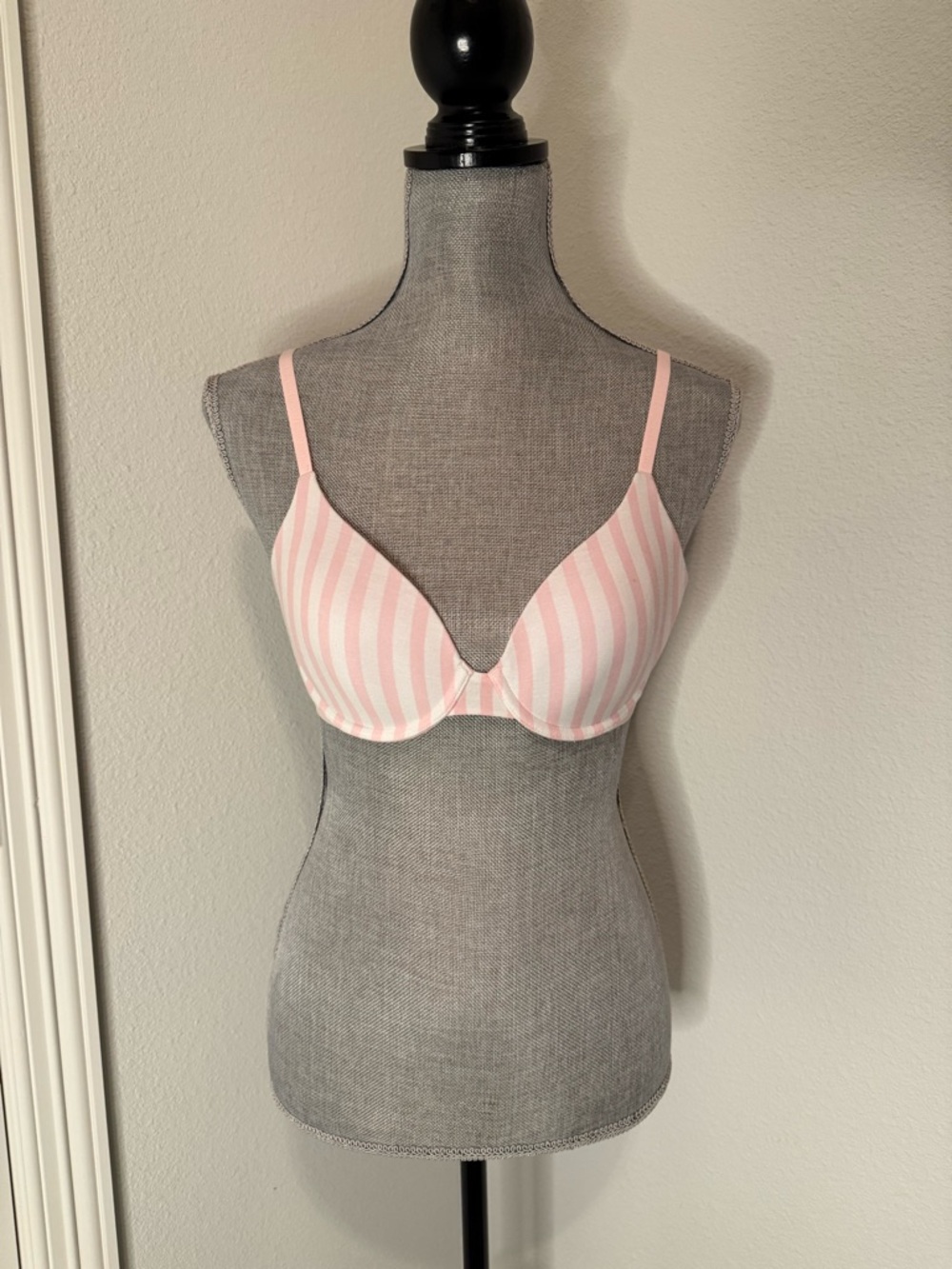 Victoria's Secret Pink and White Striped Lightly Padded T-Shirt Bra